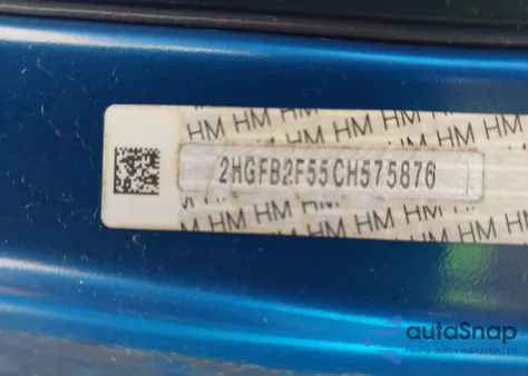 2012 Honda Civic Lx z USA, uszkodzony, nr VIN 2HGFB2F55CH575876